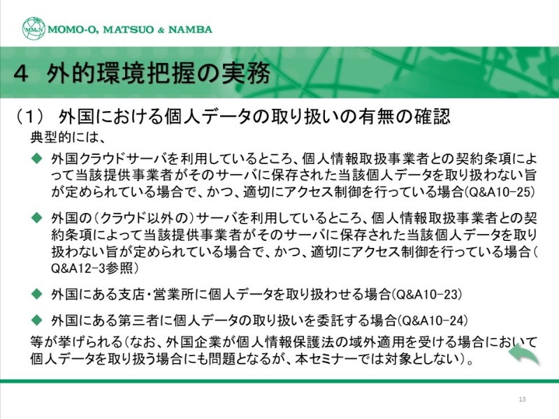 図3．外国における個人データの取扱いの有無の確認